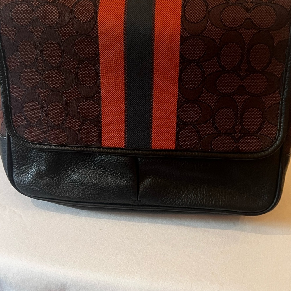 Coach Unisex Leather Brown, Orange and Black Messenger Bag (Used Once, Like New)